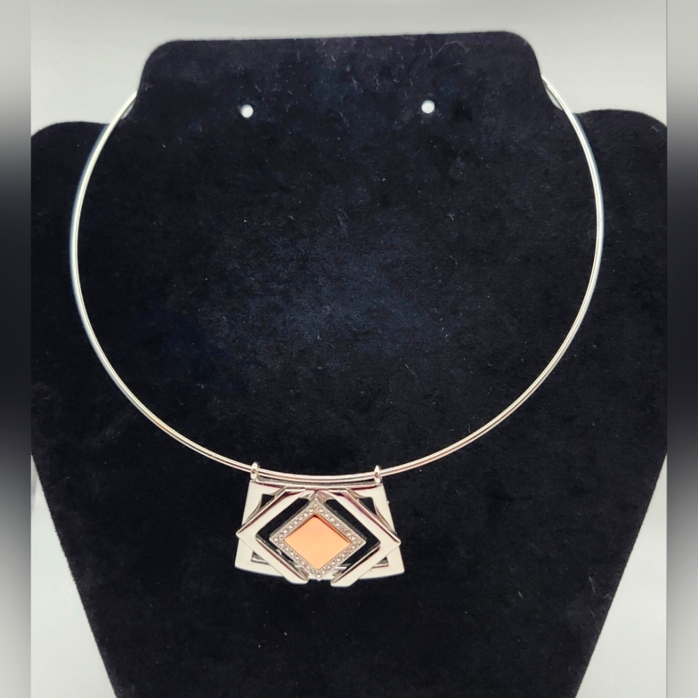 WHBM Silvertone Statement Pendant Choker Necklace
